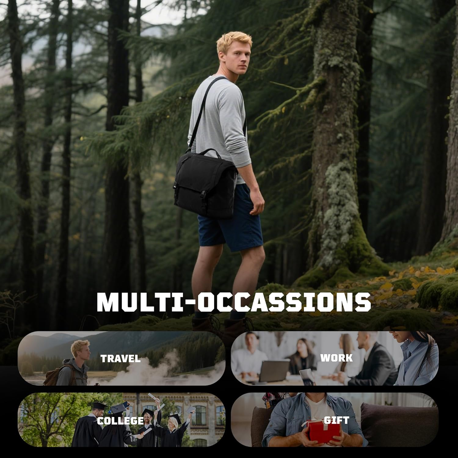 1TG Messenger Bag for Men,Laptop Bag 15.6 Inch Tactical Waterproof Nylon Crossbody Shoulder Briefcase Satchel Office Work School Travel Bag with Shoulder Strap - Image 7