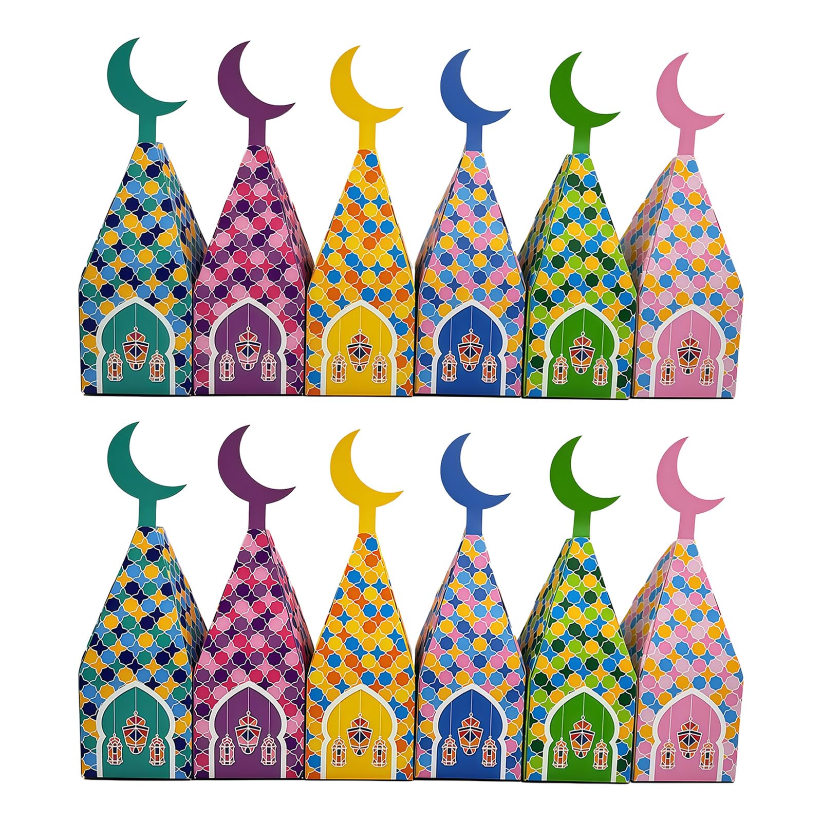 ZEPFJHE 12Pcs Mosque Shaped Party Treat Holders Candy Chocolate Boxes for Wedding Cultural Event Middle Eastern Gift Packaging Eid Gift Boxes