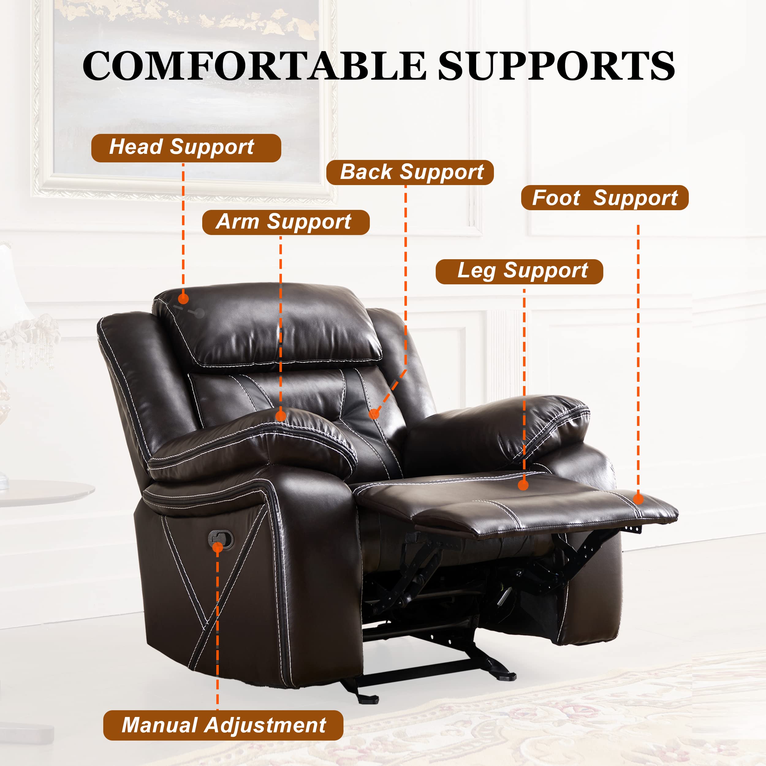 Ogonbrick Recliner Chair,Leather Recliner Lazy Boy Recliner Comfortable