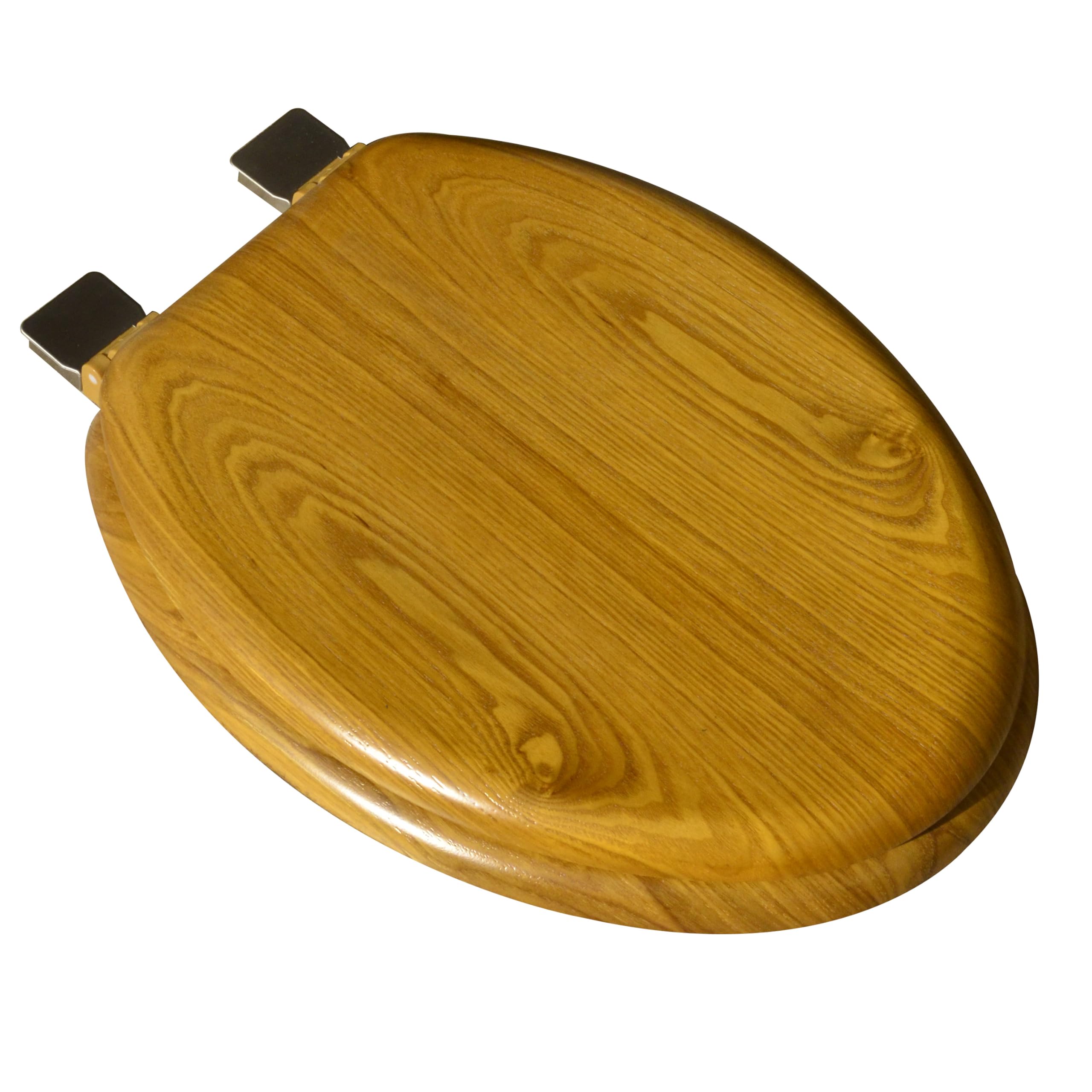 Bath Décor 5Q1E1-17BN Natural Wood Toilet Seat with Decorative Finish includes Vari-Adjust Lok-Down R'N'C Hinge, Elongated, Light Oak with Brushed