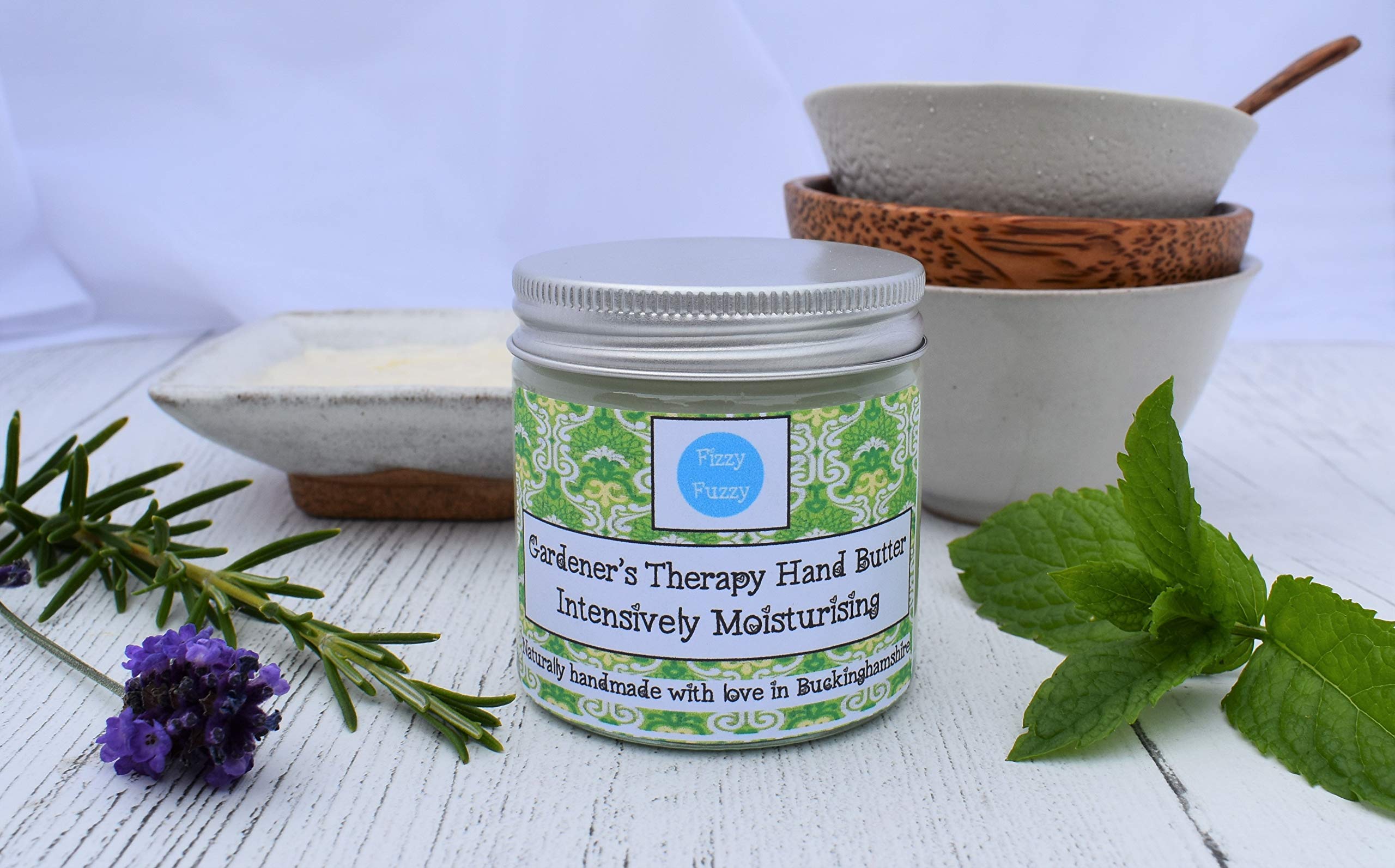 Gardener's Therapy Natural Hand Butter Hand Cream Hand Balm Intensively moisturising Vegan Handmade By Fizzy Fuzzy