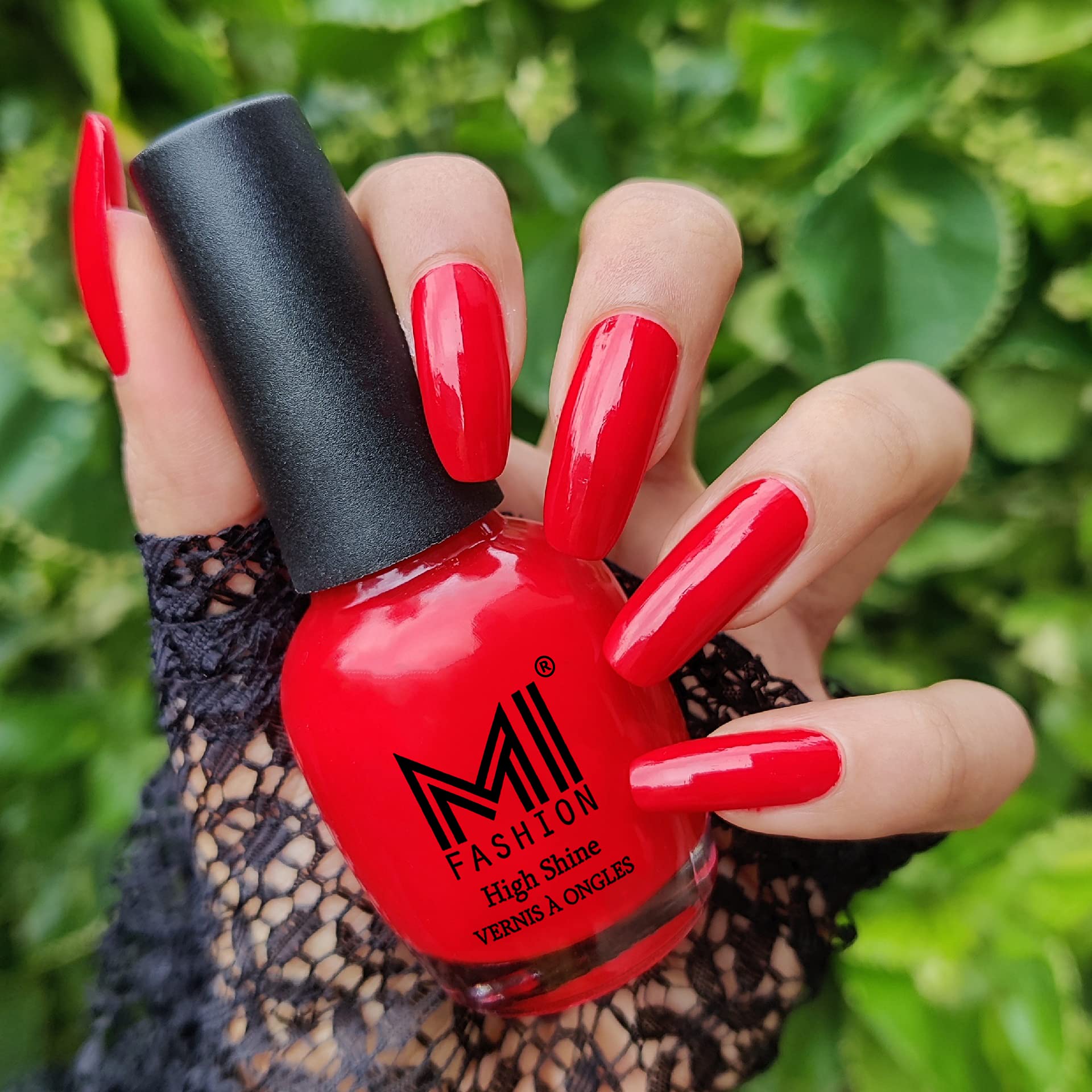 MI FASHION Super Glam Shine Nail Polish|Rosso Corsa Venetian Red|Waterproof Bold & Classic Color For Every Look Top Coat 12ml Bottle (Set-1)-image-34
