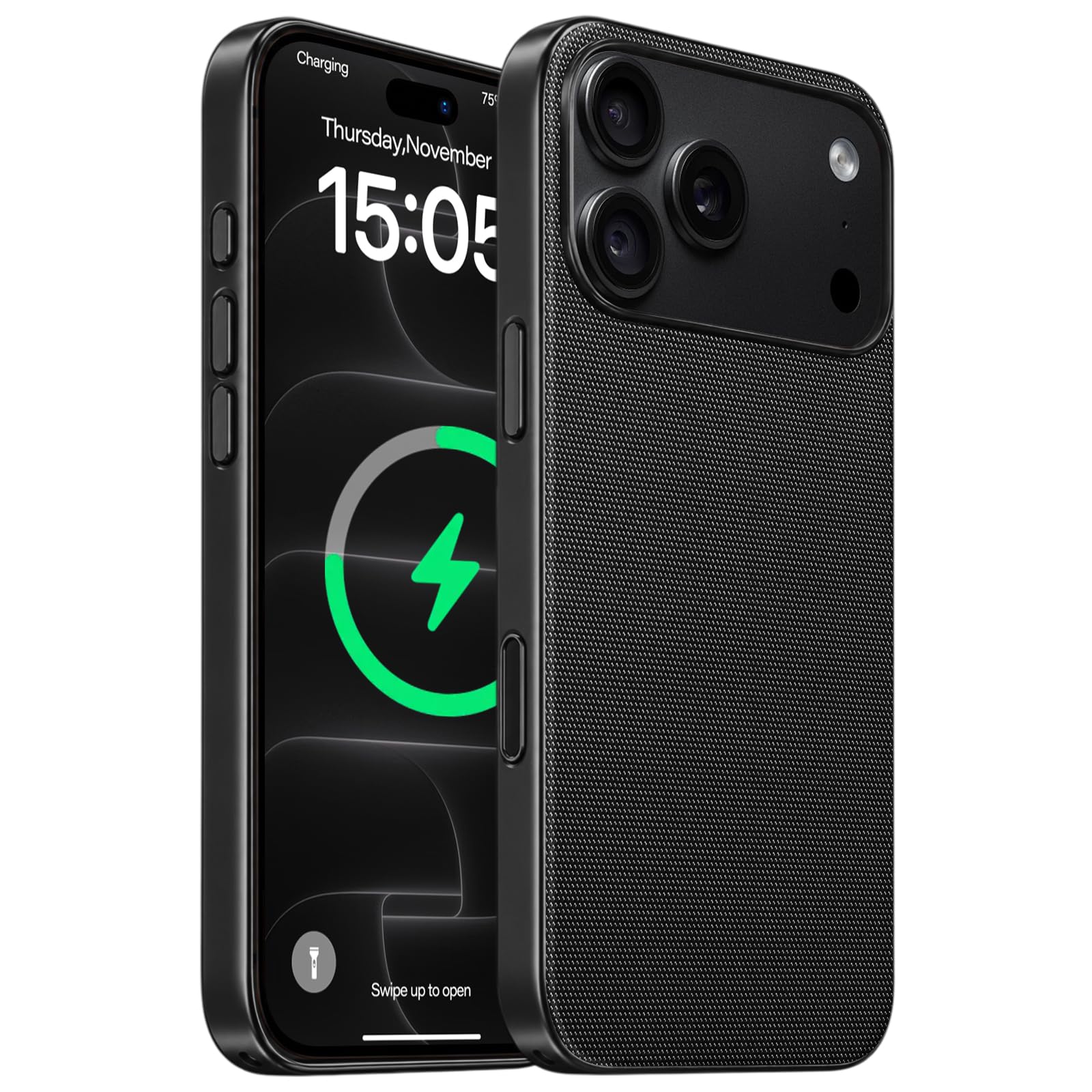 for iPhone 18 Pro Max Case Mag-Safe Magnetic Woven Fabric Black