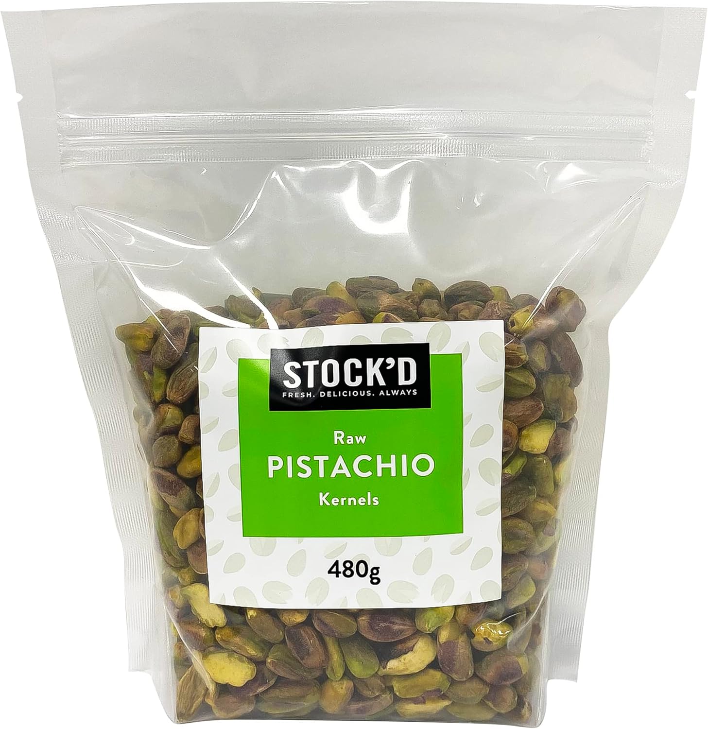 STOCK'D Unroasted and unsalted Pistachio Kernels, 480g, Shelled