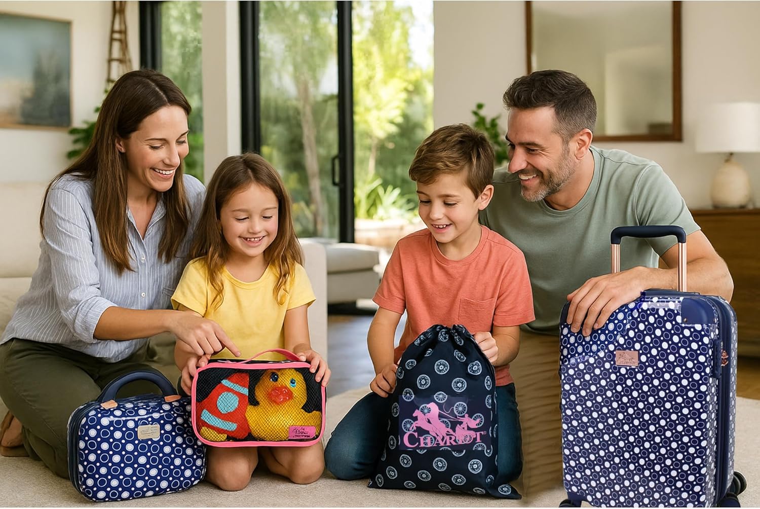 Kids, Tweens, and Girls 4-Piece Spinner Luggage Set – Carry-On Suitcase with Matching Travel Case and Accessory Bags