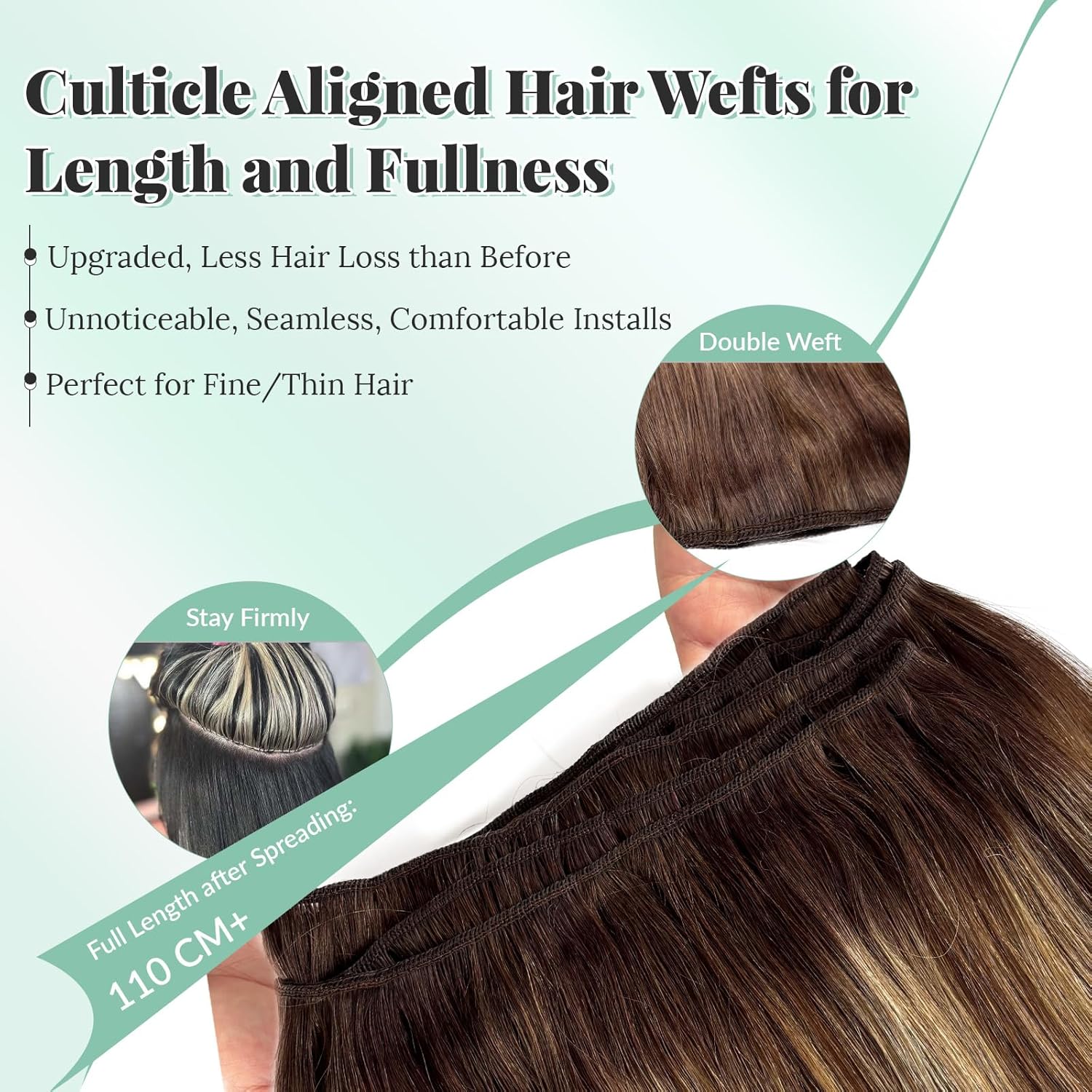 Sew in Hair Extensions Blonde Balayage 4/26/4 Weft Hair Extensions Medium Brown Mixed Blonde Human Hair Wefts 16 Inch 100G Long Straight Double Weft Highlight Real Human Hair Weave Bundles