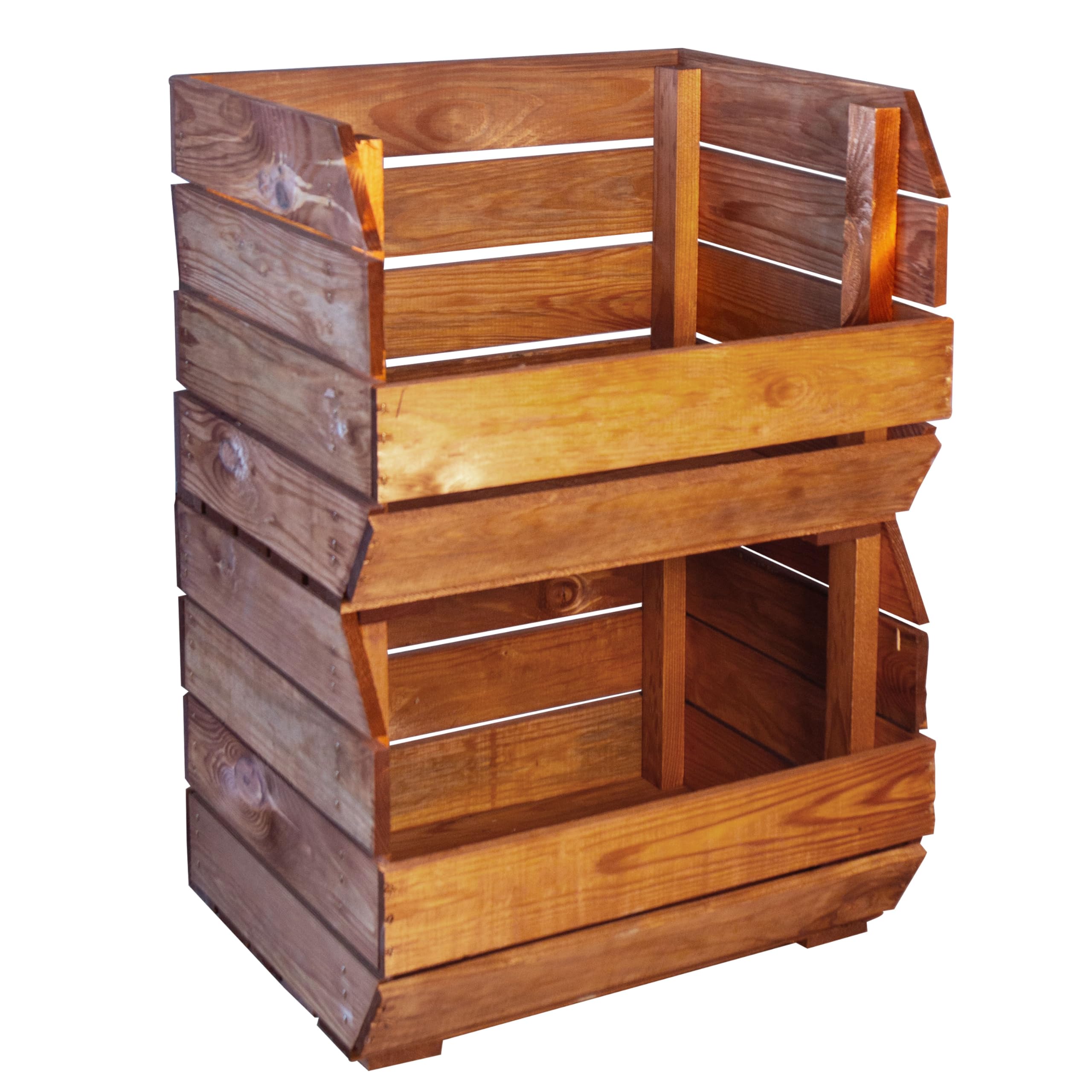 Kistenkolli Altes Land Regalkiste Olaf Kartoffelsteige 40x33x30 cm Gemüsekiste Obsthorde Gemüsekorb Obstschale Weinkiste Obstkiste Apfelkiste Holzkiste Küchenregal (3er Set Ocker)