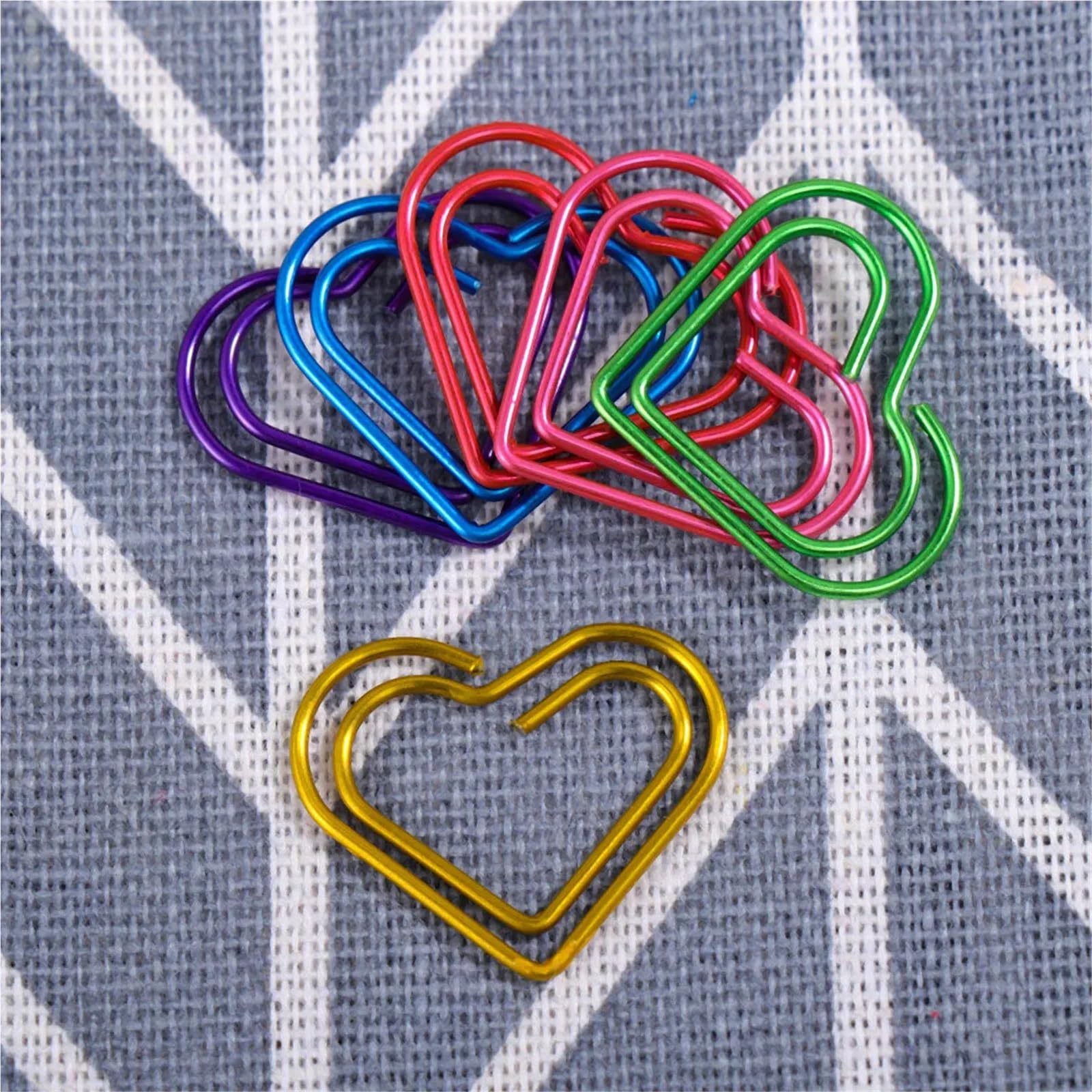 Büroklammern in Herzform, Metall, verschiedene Farben, für Zuhause, Büro, Schule | Kreative Metall-Herz-Clips für Fotos, Notizen, Lesezeichen. 120 Stück, verschiedene Farben.