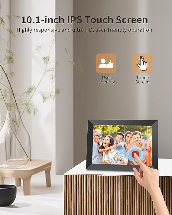 Frameo Digital Picture Frame, 10.1 Inch Smart WiFi Digital Photo Frame Electronic with 1280x800 HD IPS Touch Screen, Auto-Rotate, Wall Mountable, Share Photos/Videos Instantly via Frameo App