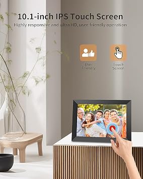 Frameo Digital Picture Frame, 10.1 Inch Smart WiFi Digital Photo Frame Electronic with 1280x800 HD IPS Touch Screen, Auto-Rotate, Wall Mountable, Share Photos/Videos Instantly via Frameo App
