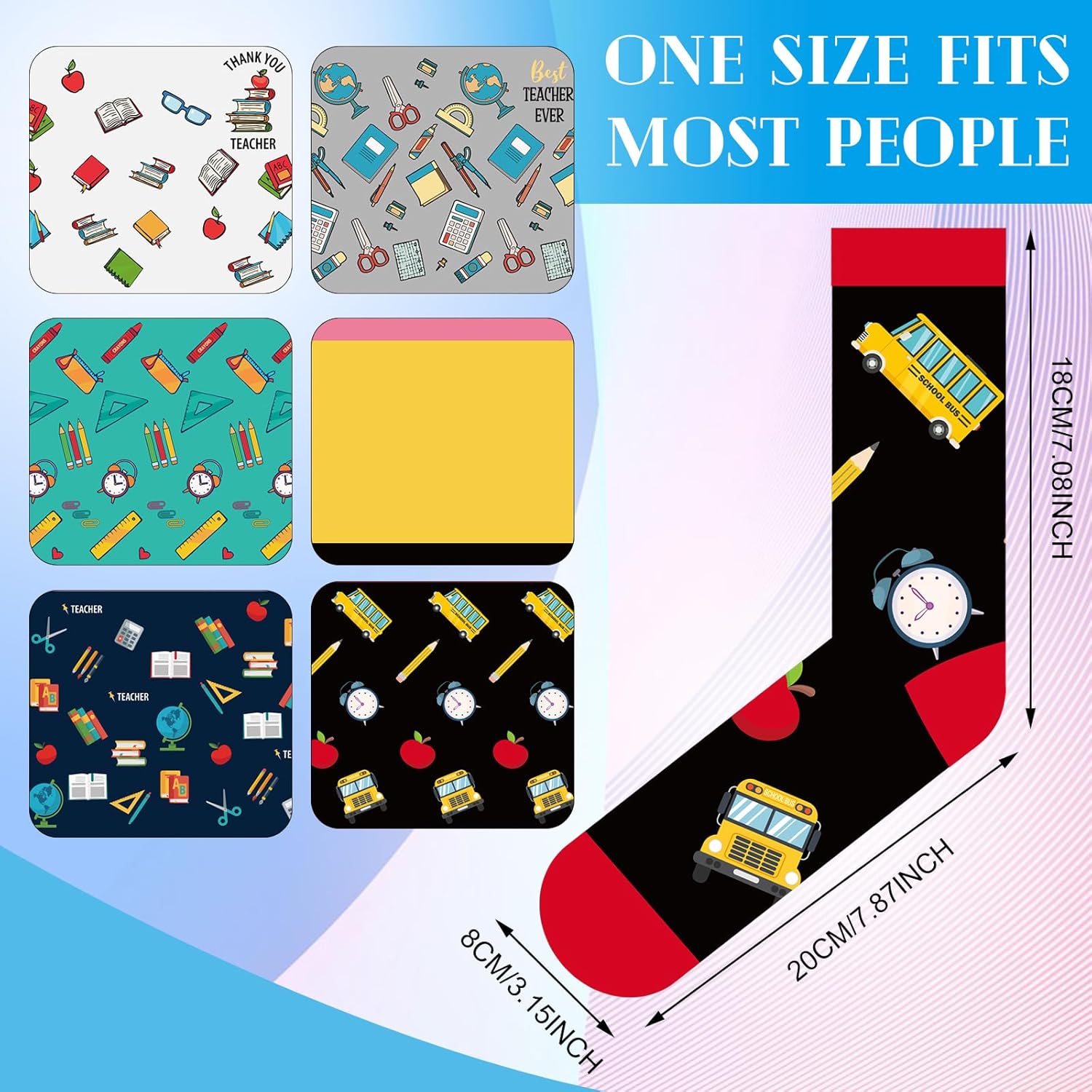 Jeyiour 6 Pairs Teacher Socks for Women Thank You Christmas Gift If You Can Read This Teacher off Duty Funny Novelty Unisex Crew Socks for Christmas Thanksgiving Birthday - Image 2