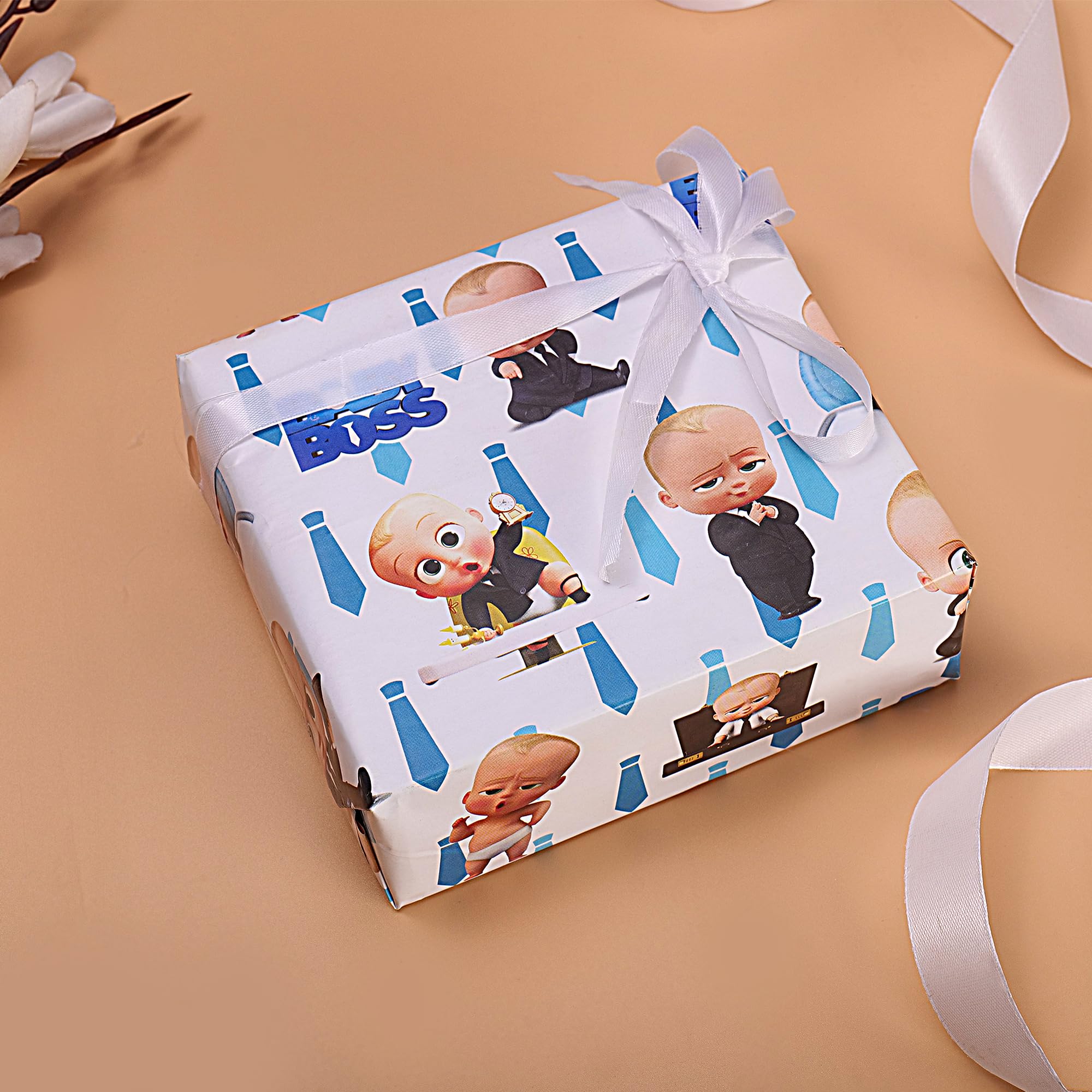 LA TROVE Colourful Gift Wrapping Paper Sheet For Gift Packing|Gift Wrap Roll, Gift Papers Sheets, Gift Cover Wrapping Paper(Boss Baby) (Pack 0F 5),White