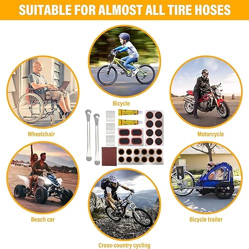 Miniatura 5 de Kit de reparación de parches para neumáticos interiores de bicicleta, con 24 parches de vulcanización, caja de almacenamiento portátil, raspador de