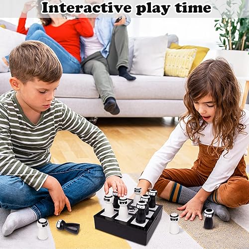 Miniatura 4 de Juego de madera Tic Tac Toe para niños y juegos de mesa familiares incluye 10 bonitas piezas de juego decoración de mesa de café divertido juego de