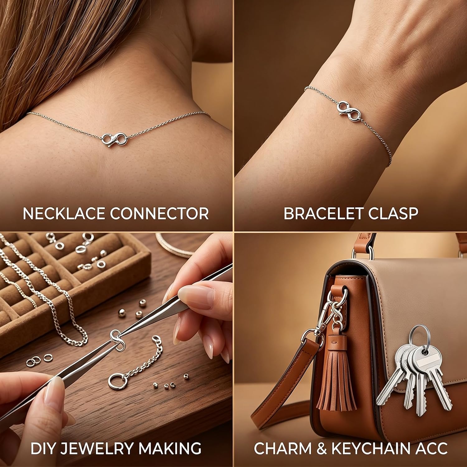 Necklace Extender with Lobster Clasp, Sterling Silver Chain 2 Pack (Silver)