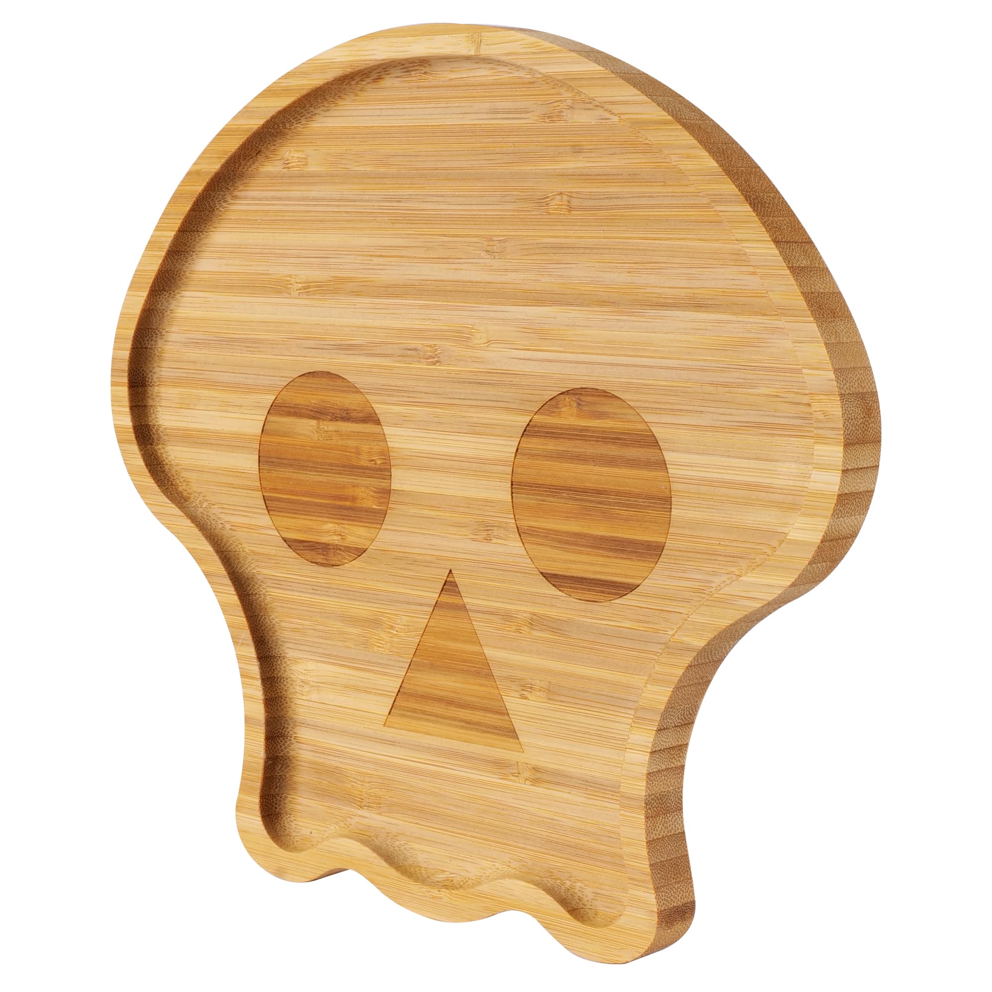 TJ POP Tagliere di Halloween piccolo a forma di teschio – Bambù vassoio da portata per snack, dolci e caramelle, decorazione per la tavola delle feste