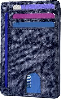 Hoewina Slim Wallet for Men, Credit Card Holder Wallet, Minimalist Design - RFID Blocking Front Pocket Leather Thin Wallet for Men and Women（Cross Dark Blue）