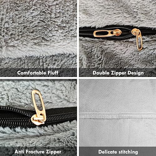 Miniatura 3 de (Sin relleno) Funda para puf sin relleno, grande, redondo, suave, esponjoso, terciopelo, lavable, para adultos, sala de estar, dormitorio, muebles