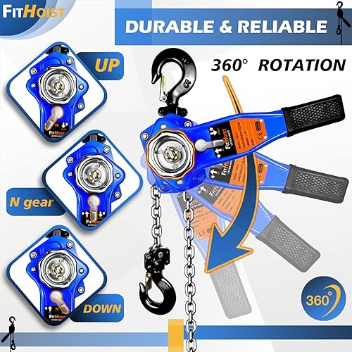 Miniatura 17 de Mini polipasto de cadena 1/2 tonelada 1100 libras capacidad 20 pies elevación manual palanca polipasto de cadena de acero aleado G80 cadena 2