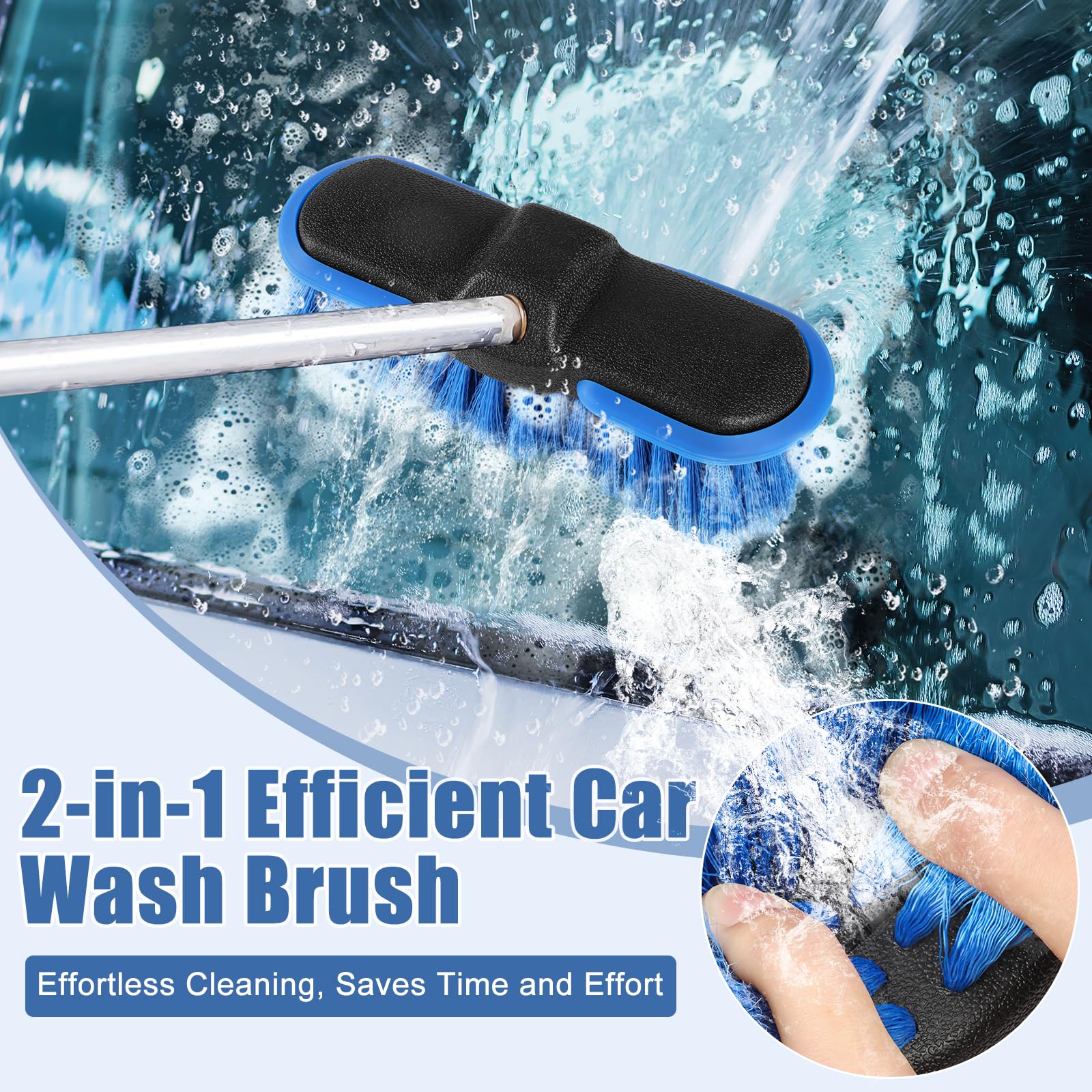 Cabezal de cepillo de lavado de coche con cerdas suaves, cepillo de limpieza de coche con parachoques protector para limpieza de automóviles, camiones, caravanas, barcos