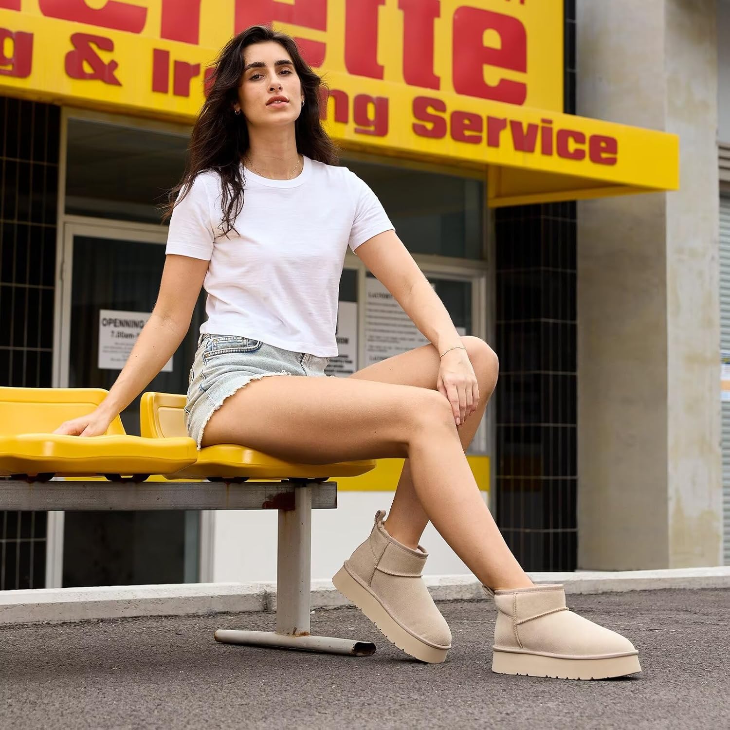 OOW Ankle Platform Boots for Women Genuine Suede Short Winter Snow Boot with Cozy Lined - Image 5