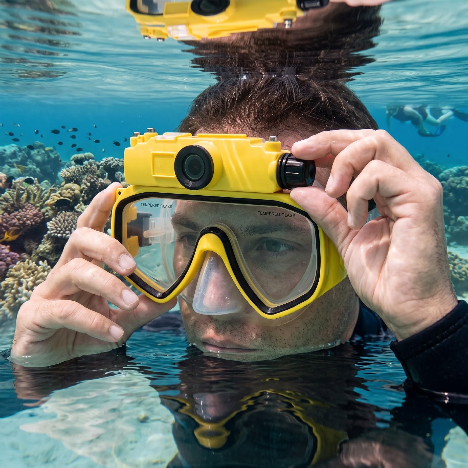 Gafas de Buceo para Snorkel con Cámara 2K 5MP | Gafas de Natación para Apnea, Resistente Al Agua, 15M, Gran Angular de 100 Grados, Antivibración, Aplicación WiFi