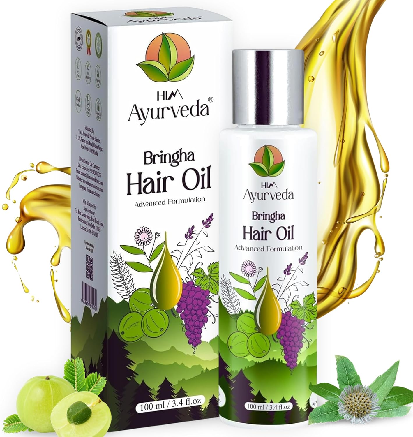 Ayurveda BRINGHA HAIR OIL MET COMB APPLICATOR-100 ml.