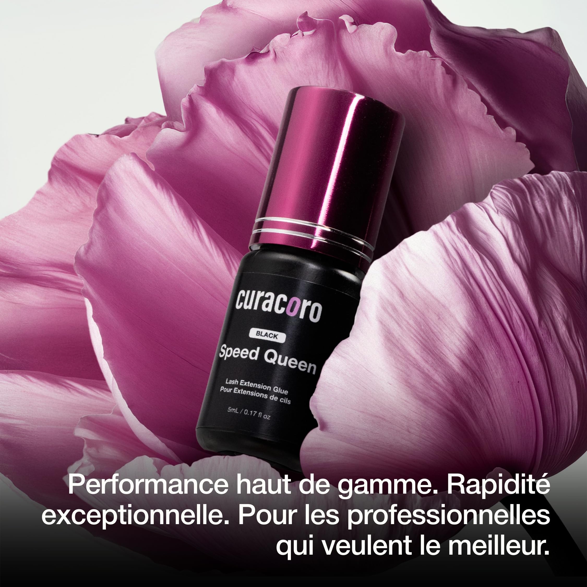 Curacoro colle à cils professionnelle – Extra forte, noir intense, temps de séchage 0,5-1 s, 5 ml – Réservée aux techniciens des cils formés