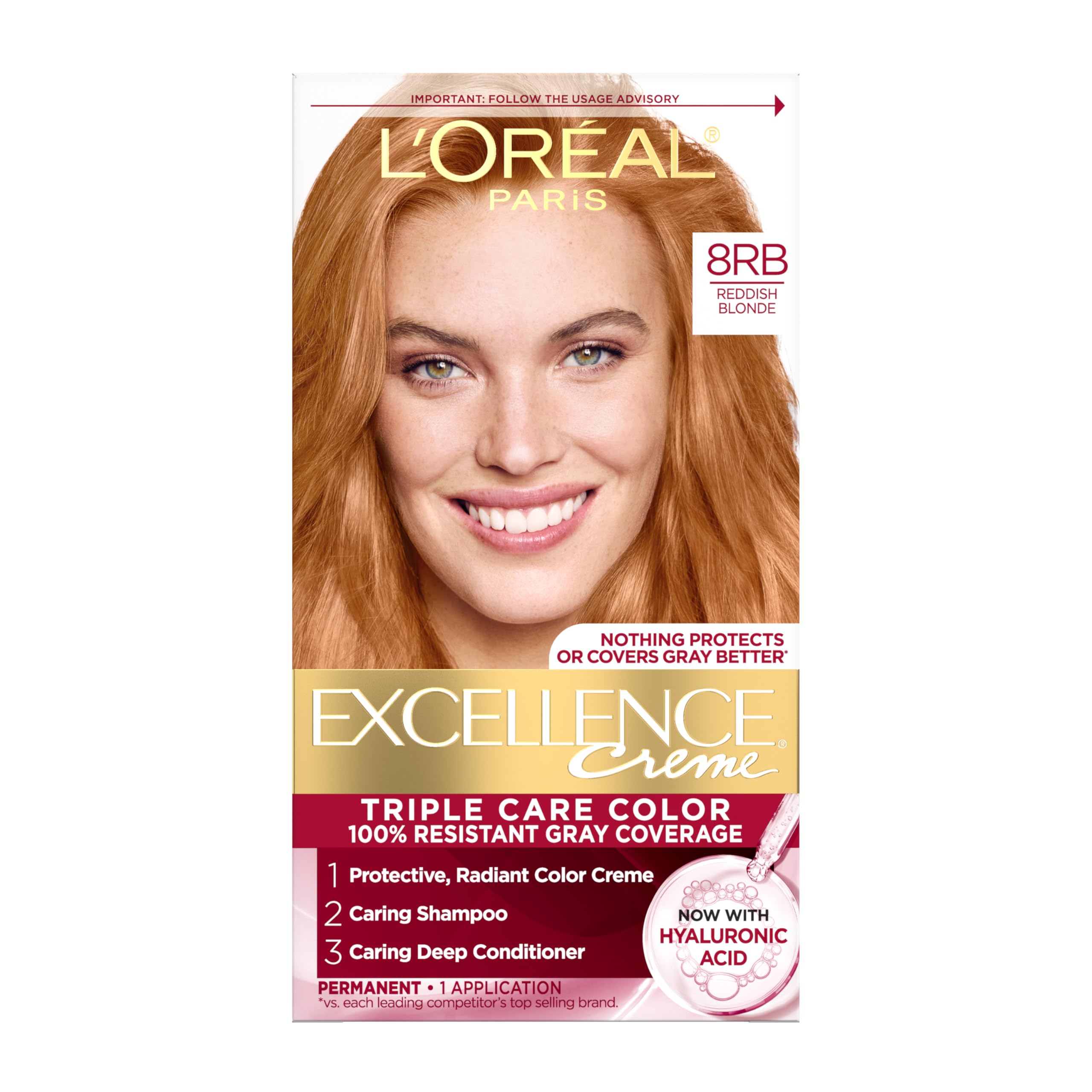 L'Oreal Paris Excellence Creme, 8RB Medium Reddish Blonde, (Packaging May Vary)