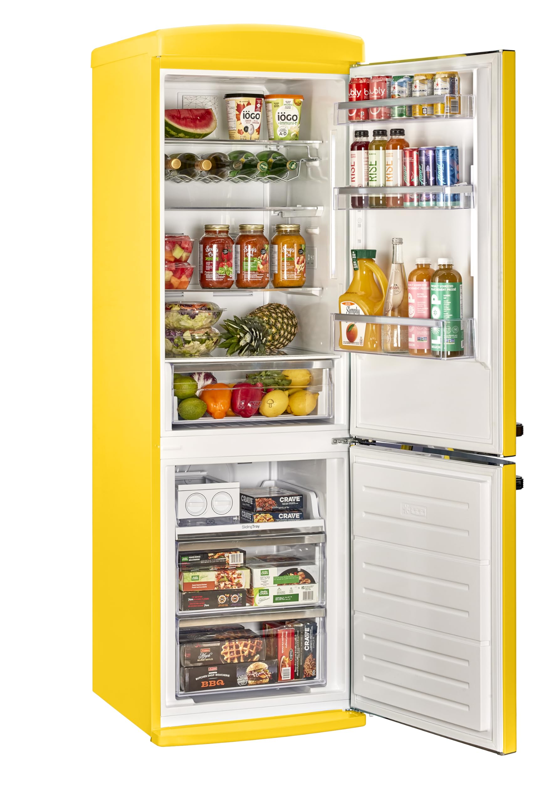 Unique Appliances Classic Retro 12 Cu.Ft. Bottom Freezer Refrigerator In Canary Yellow on Fridge.com - View 3
