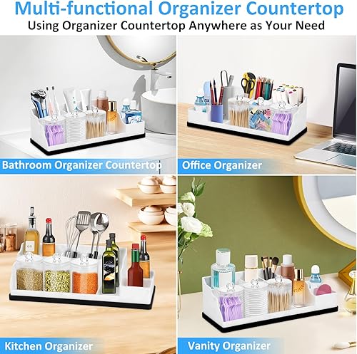 Miniatura 7 de Organizador de Encimera de Baño, Soportes de Silicona Blanca para Cepillos de Dientes para Organizador de Encimeras de Baños con 3 Piezas de Soporte