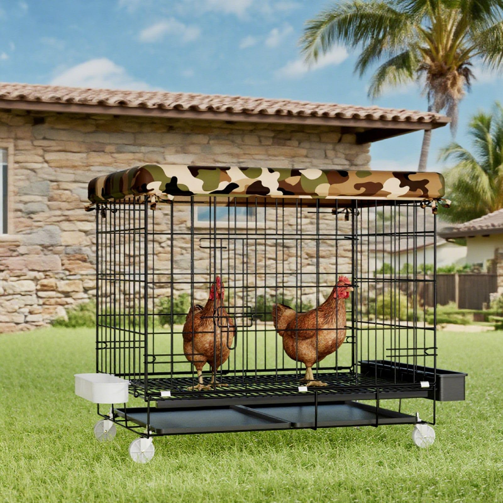 Photo 1 of STILLCOVE Small Chicken Cage Outside, with Waterproof Cover & Bowls