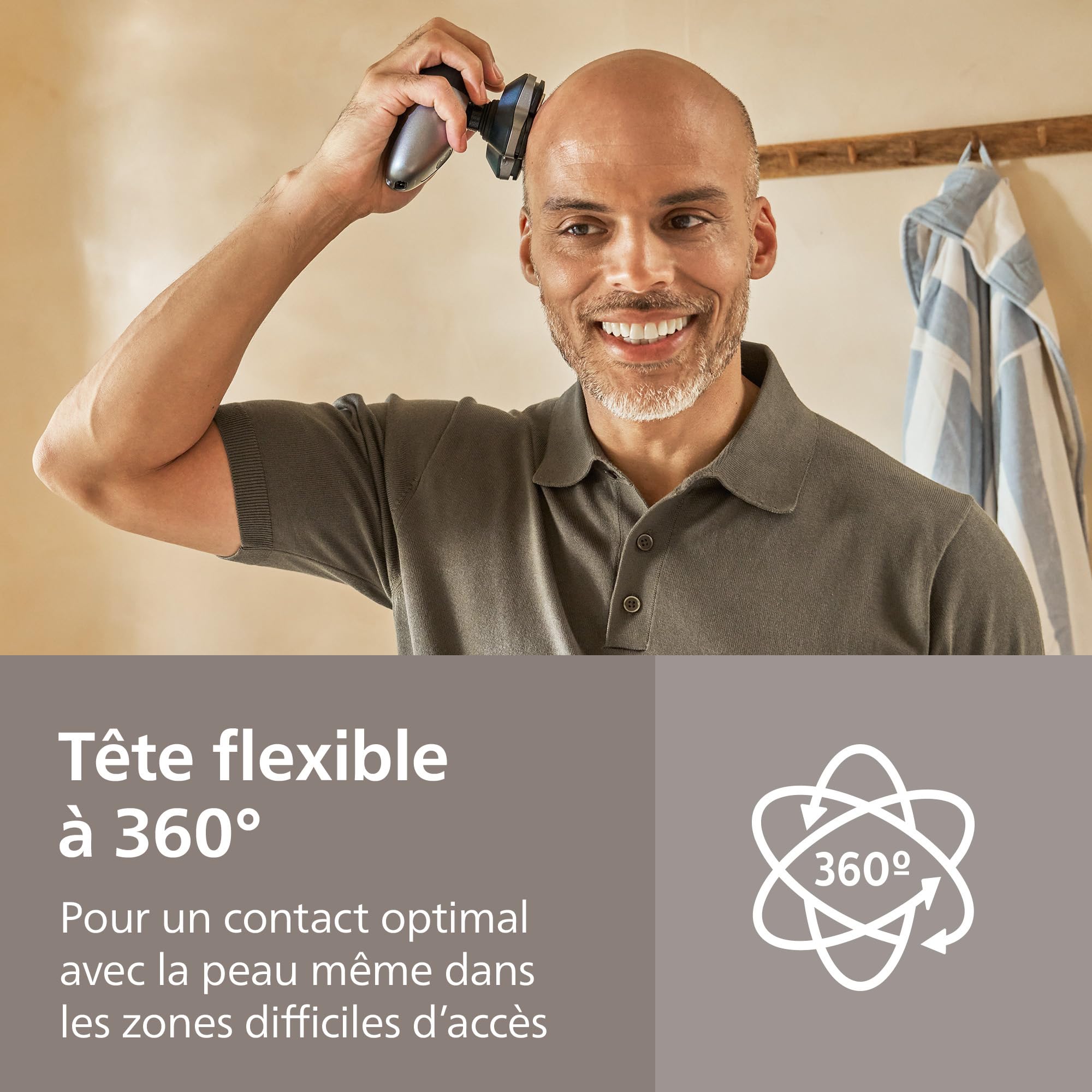 Philips Head Shaver Pro 7000 Series - Rasoir pour la tête pour hommes et femmes, tête flexible à 360° et lames ComfortCut pour un rasage efficace tout en douceur pour la peau, modèle HS7980/15