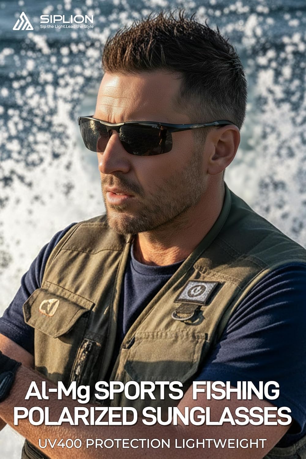 SIPLION Polarized Sunglasses Men Sports: UV Protection Ultra Light Al-Mg Metal Frame Ideal For Driving Fishing Running Golf - Image 3