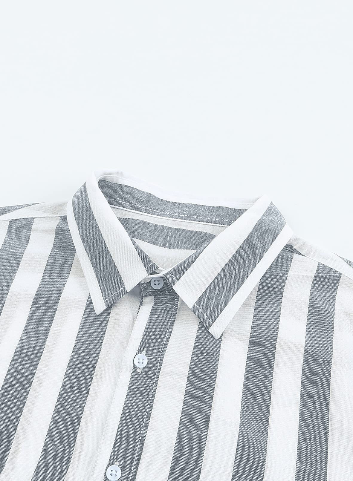 Meilicloth Camicia Uomo a Righe Cotone Manica Lunga Casual Lino Trama Western Regular Fit