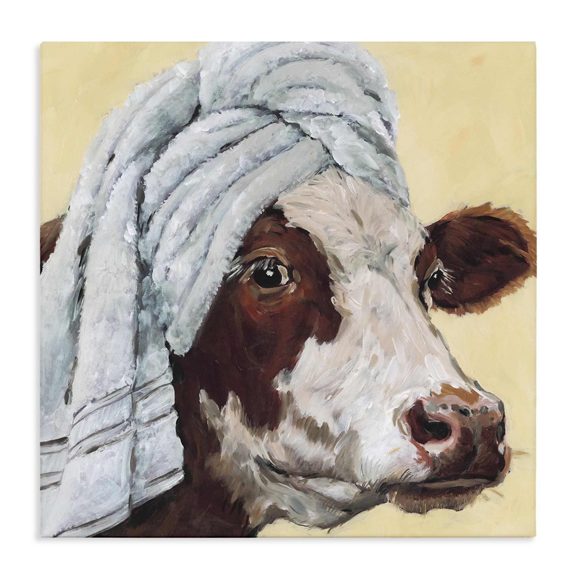 Stupell Industries Unframed Cow Spa Bathroom Calm Animal, 24 X 24 Inch Canvas Wall Art