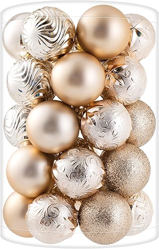 Adornos de bola de Navidad color champán de 34 quilates, de plástico, irrompibles, decoración de árbol de Navidad para fiestas de Navidad, hogar,