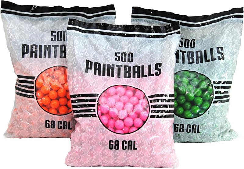 Bolsa de 500 bolas de pintura, munición calibre .68, buena para cualquier pistola marcadora de paintball de .68 cal.