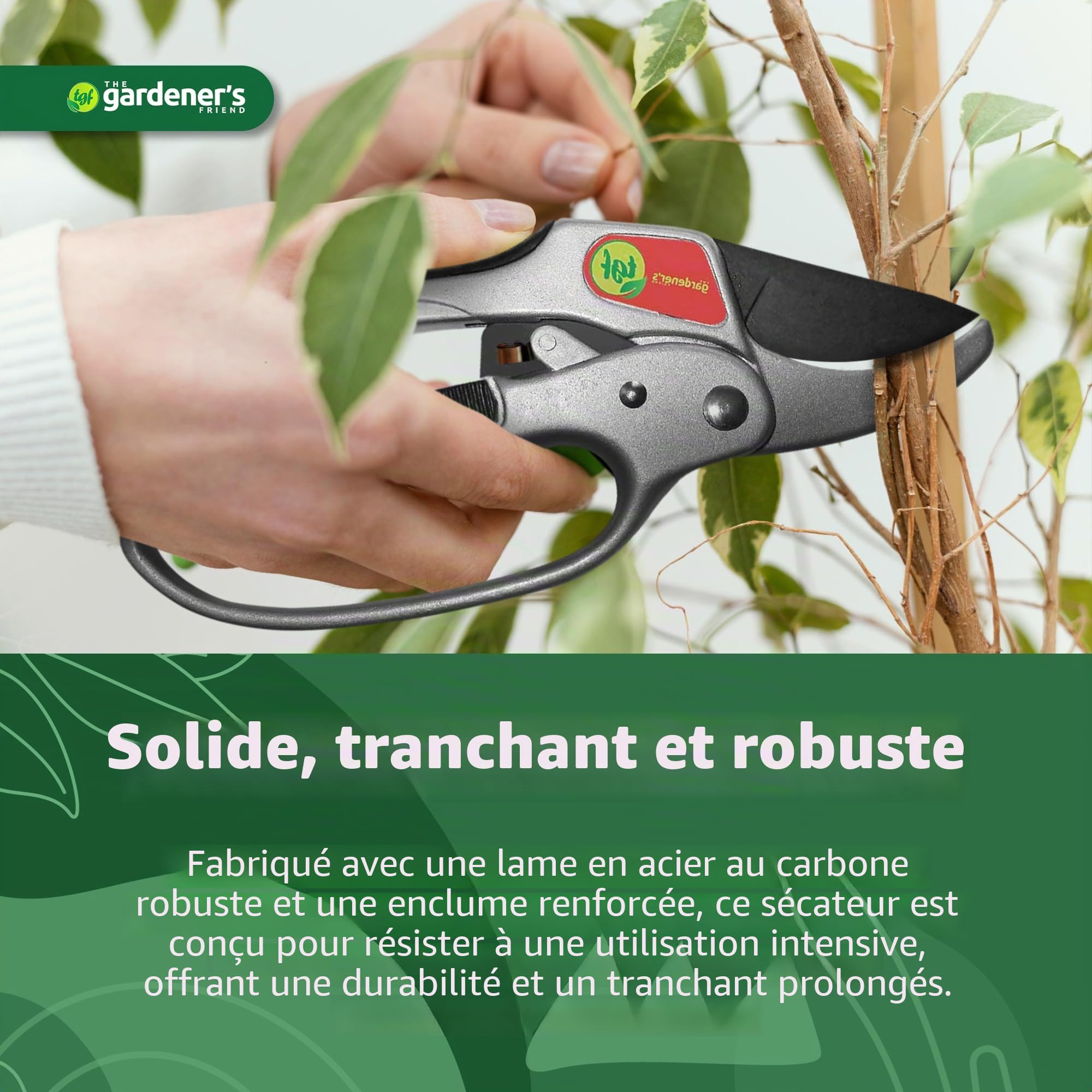 Sécateur à cliquet - Pour les mains affaiblies mais robuste et adapté pour tout travail de taille - Cadeau idéal pour les jardiniers