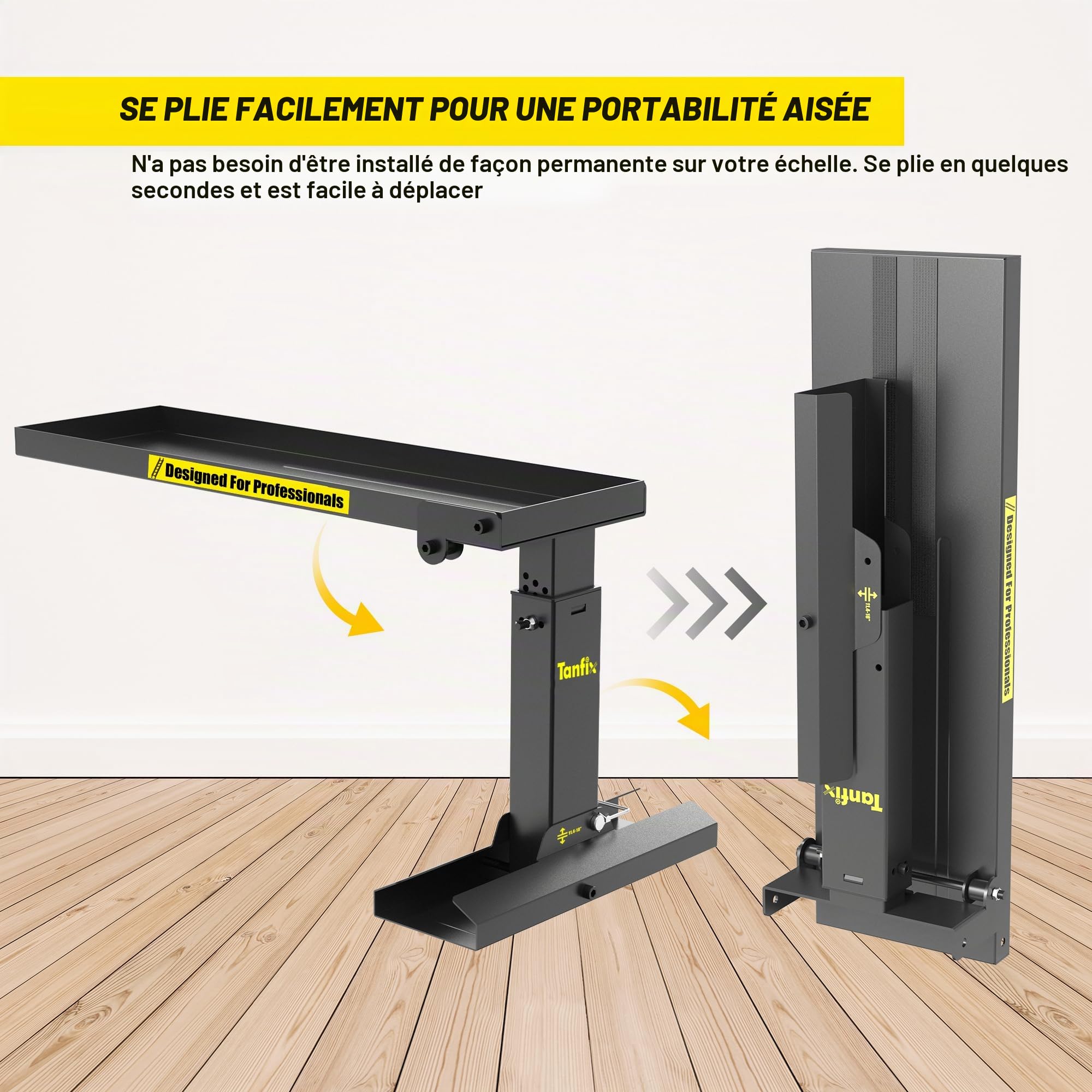 Rallonge d'échelle pliable professionnelle robuste, matériau en acier haute résistance, avec tapis antidérapant, hauteur réglable de 29 à 45,7 cm