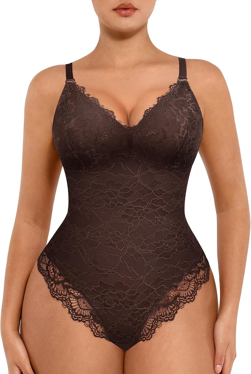 Camiseta de tirantes sin mangas Lace Shapewear Body Tummy Control V-Neck