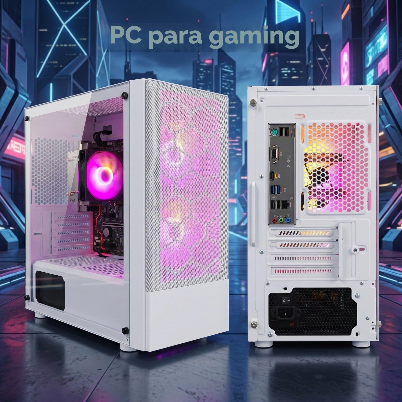 STGsivir PC Gaming, Ordenador de Sobremesa Gaming, AMD Ryzen 5 3400G hasta 4.2Ghz,16GB DDR4 RAM,512GB SSD,WiFi 6,BT5.0,RGB Ventiladores x3,Windows11 Pro