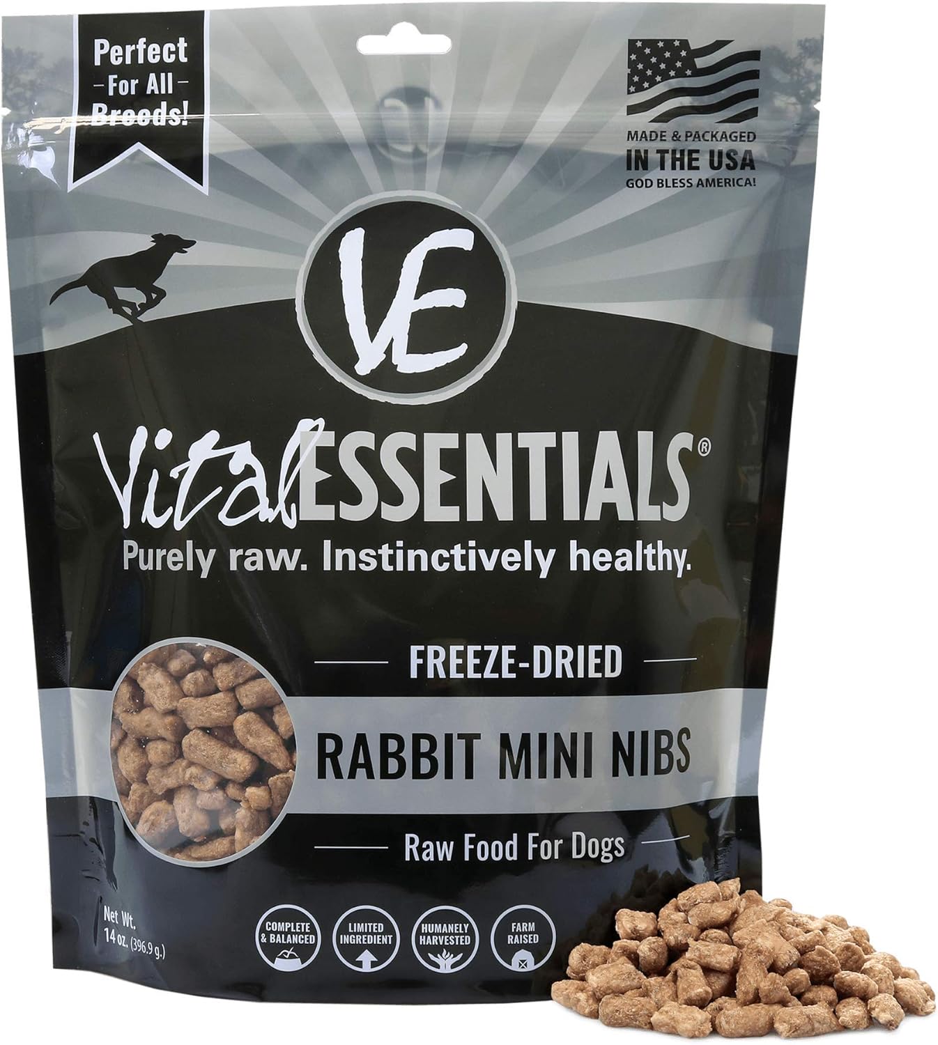 Vital Essentials Freeze Dried Dog Food, Rabbit Mini Nibs 14