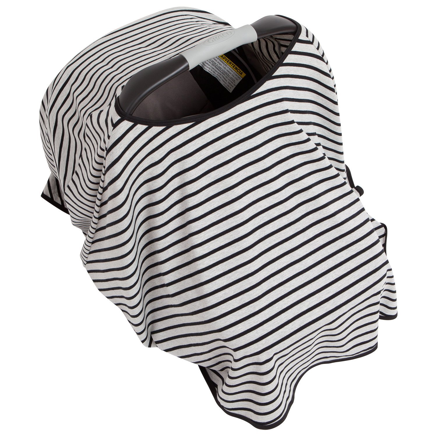360° Full Coverage Nursing Cover for Breastfeeding - Luxurious, Soft Breathable Cotton in Poncho Style (Black Stripe)