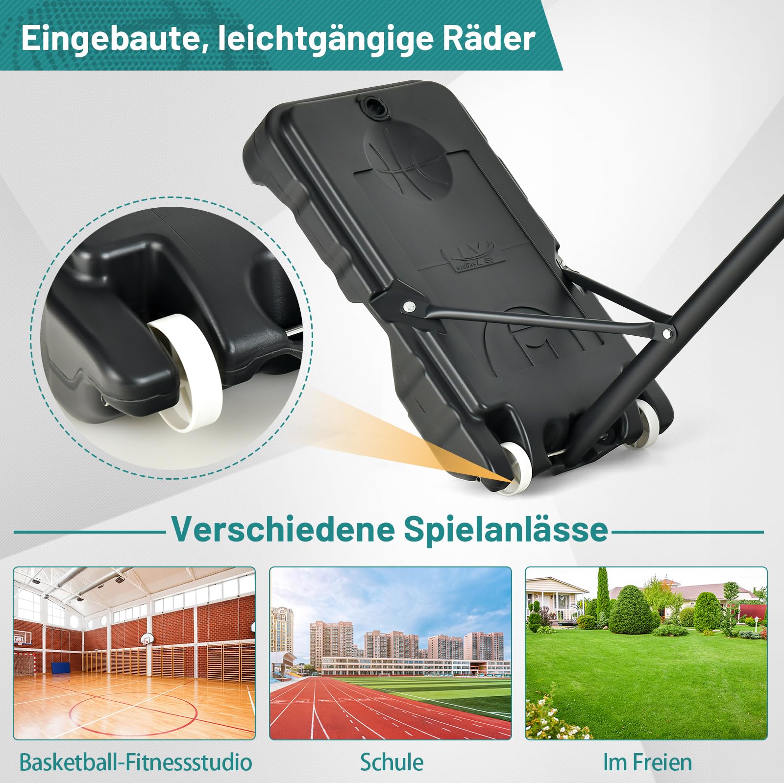 COSTWAY Basketballständer 90-210 cm höhenverstellbar, Basketballkorb mit Ständer & 2 Rädern, Mobile Korbanlage für Kinder, Jugendliche, Basketballanlage wetterbeständig Indoor Outdoor