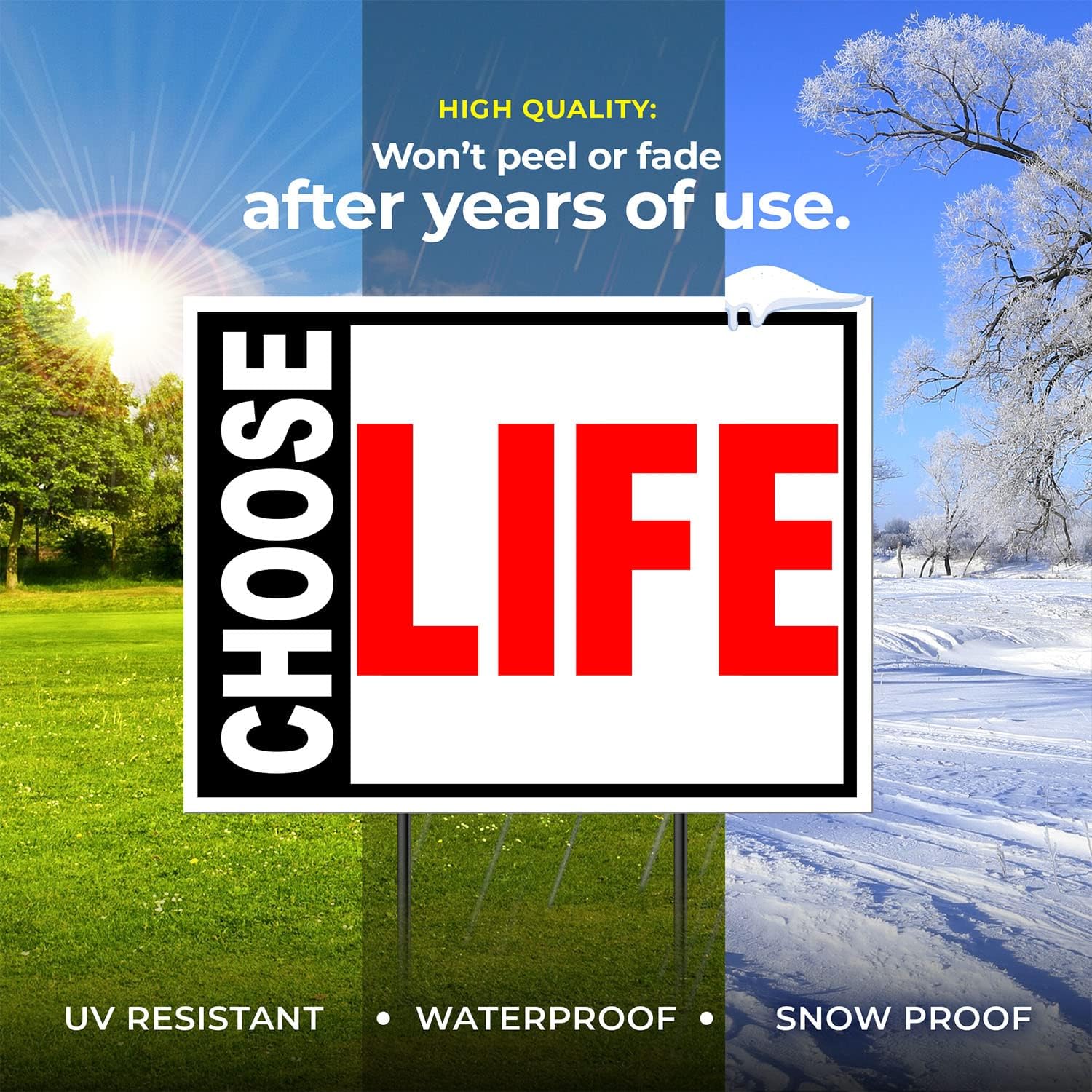 CHOOSE LIFE RED - Double Sided Yard Sign Road Sign with Stand - Driveway Signs for Street, Lawn, Block, House, Real Estate - Yard Signs, Custom Sign, Personalized Signage - 18" x 24"