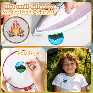 AUGSUN 36Pcs Outdoor Camping Iron on Patches,Adventure Embroidered Applique