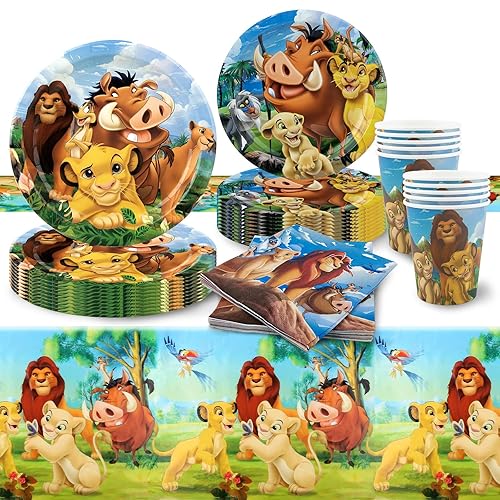 52 pezzi Lion-king, decorazione di compleanno, piatti di carta, per