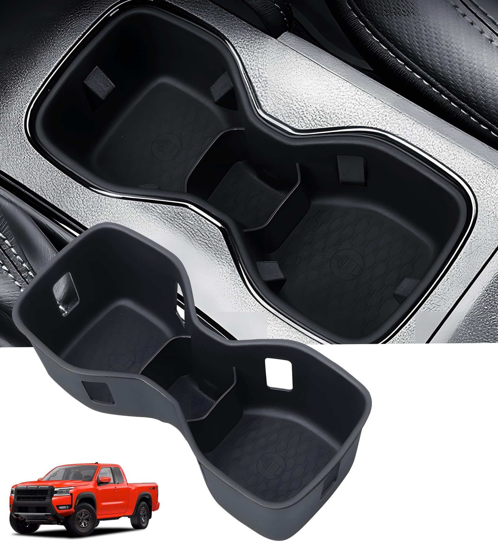 Center Console Cup Holder Inserts for Nissan Frontier 2026 2025 2024 2023 2022, Interior Accessories TPE Cup Holder for 2022-2026 Frontier, Black