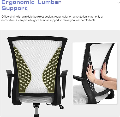 Miniatura 4 de Hudada Silla ergonómica de oficina para computadora, silla de escritorio de malla, silla giratoria con respaldo medio y apoyabrazos, silla de juegos